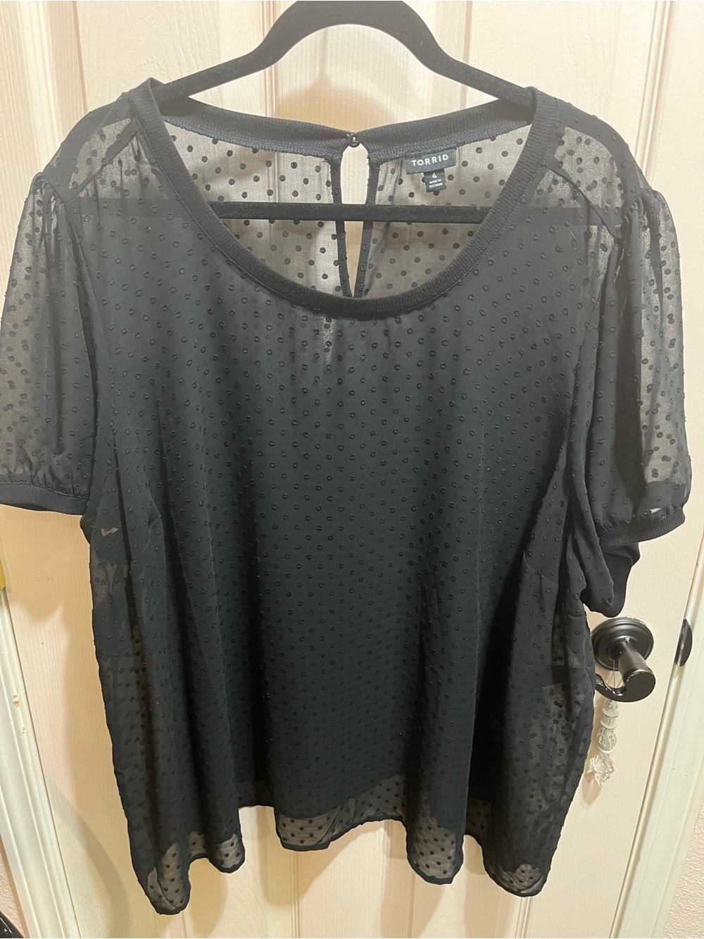 torrid Black Sheer Dotted Mesh Short Sleeve Top